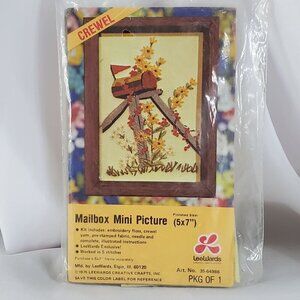 Vintage 1976 Crewel Needlepoint Mailbox Mini Picture Kit 5x7 By LeeWards